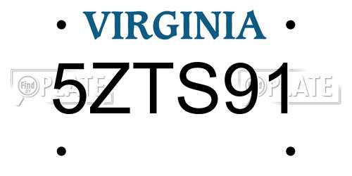 5ZTS91 Virginia License Plate