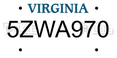 5ZWA970 Virginia License Plate