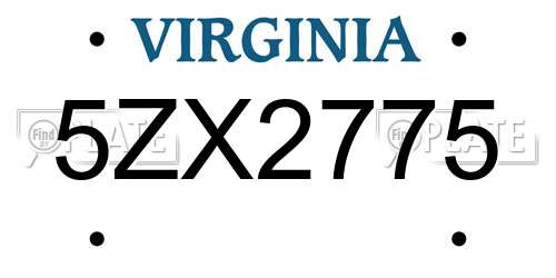 5ZX2775 Virginia License Plate