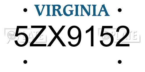 5ZX9152 Virginia License Plate
