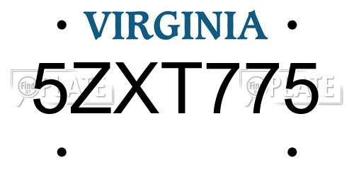5ZXT775 Virginia License Plate
