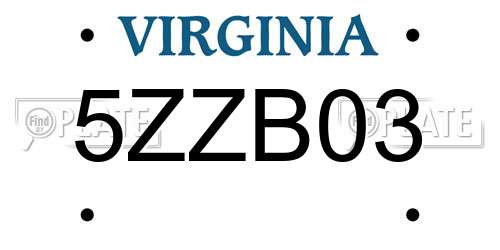 5ZZB03 Virginia License Plate