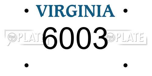 6003 Virginia License Plate