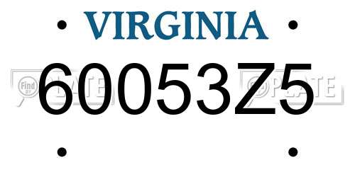 60053Z5 Virginia License Plate
