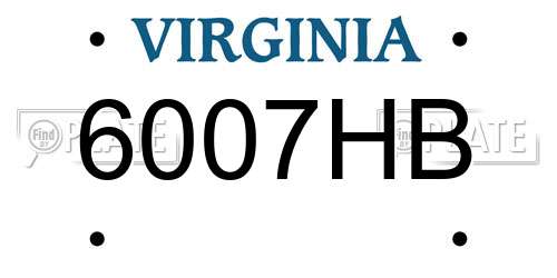 6007HB Virginia License Plate