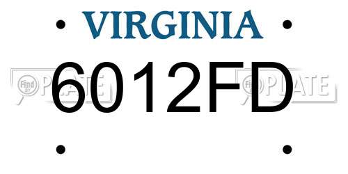 6012FD Virginia License Plate