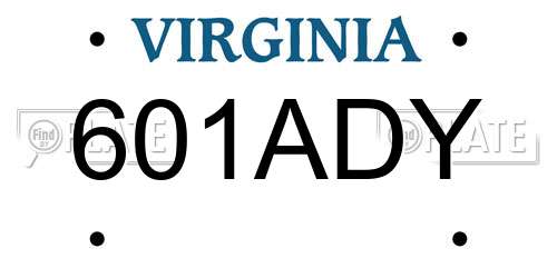 601ADY Virginia License Plate