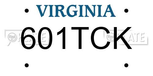 601TCK Virginia License Plate