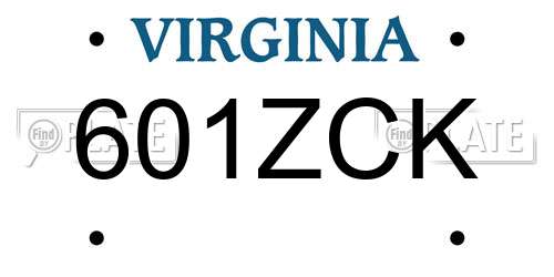 601ZCK Virginia License Plate