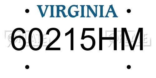 60215HM Virginia License Plate