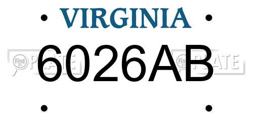 6026AB Virginia License Plate