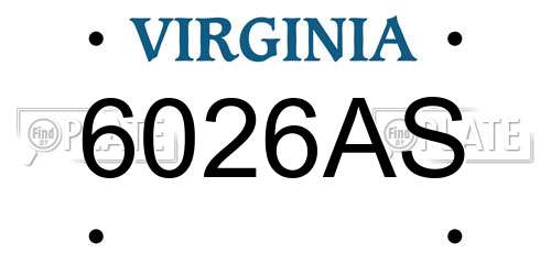 6026AS Virginia License Plate