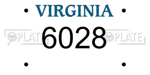 6028 Virginia License Plate