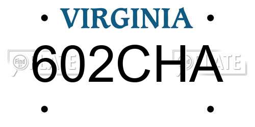 602CHA Virginia License Plate