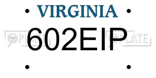 602EIP Virginia License Plate