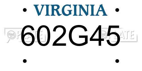 602G45 Virginia License Plate