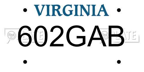 602GAB Virginia License Plate