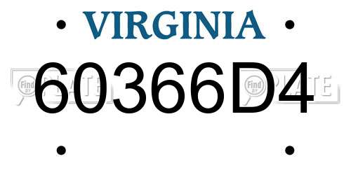 60366D4 Virginia License Plate