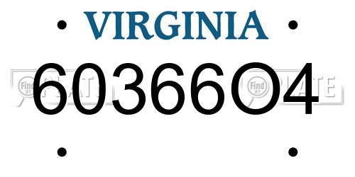 60366O4 Virginia License Plate