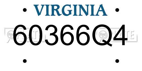 60366Q4 Virginia License Plate
