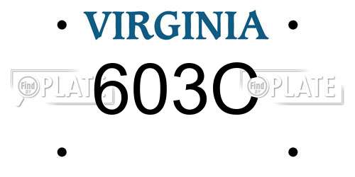 603C Virginia License Plate