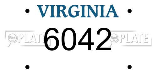 6042 Virginia License Plate