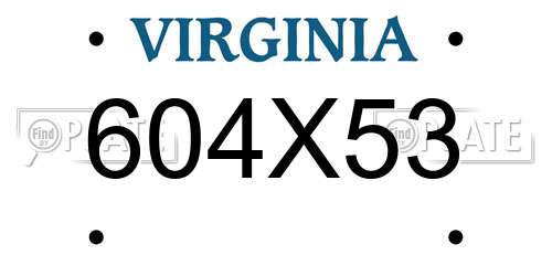 604X53 Virginia License Plate
