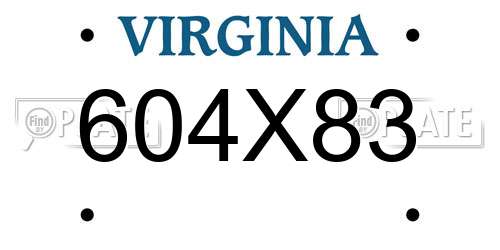 604X83 Virginia License Plate