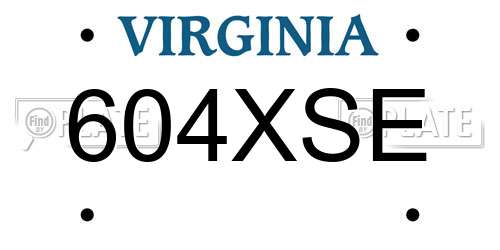 604XSE Virginia License Plate