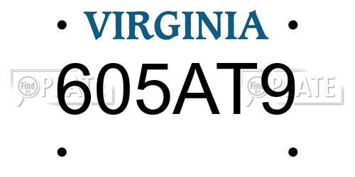 605AT9 Virginia License Plate