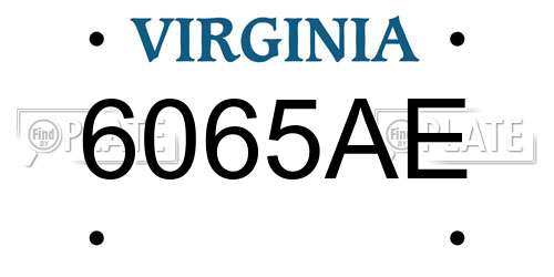 6065AE Virginia License Plate