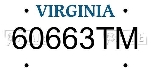 60663TM Virginia License Plate
