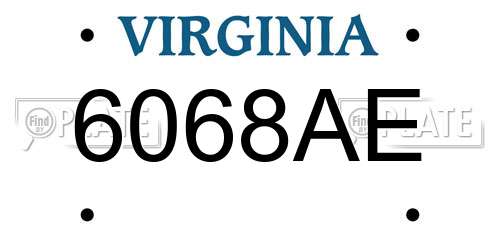6068AE Virginia License Plate