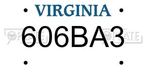 606BA3 Virginia License Plate