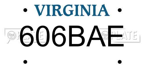 606BAE Virginia License Plate