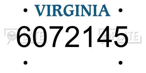 6072145 Virginia License Plate