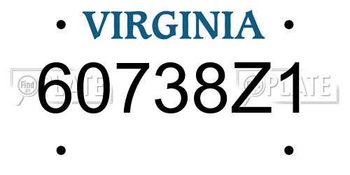 60738Z1 Virginia License Plate