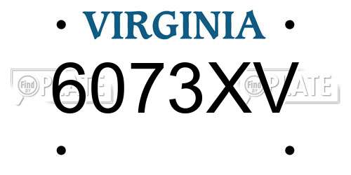 6073XV Virginia License Plate