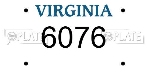 6076 Virginia License Plate