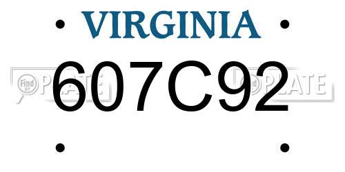 607C92 Virginia License Plate