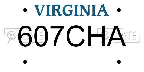 607CHA Virginia License Plate