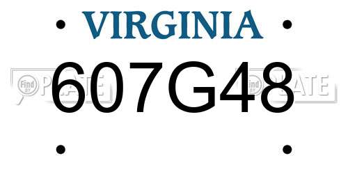 607G48 Virginia License Plate