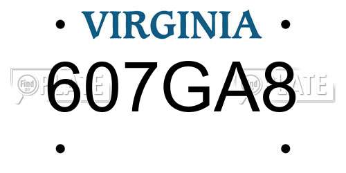 607GA8 Virginia License Plate