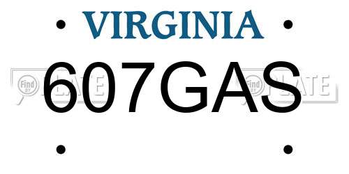 607GAS Virginia License Plate