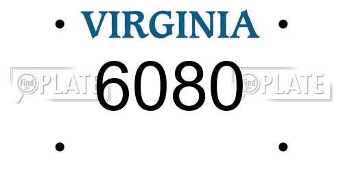 6080 Virginia License Plate