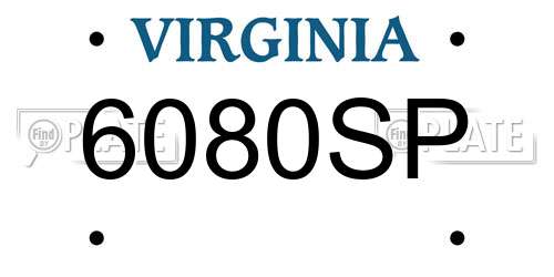 6080SP Virginia License Plate