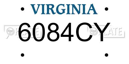 6084CY Virginia License Plate