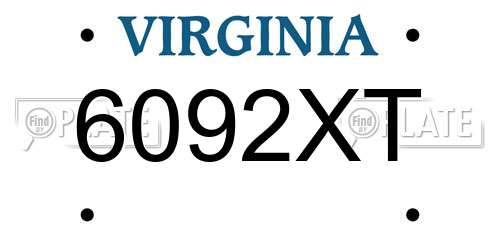 6092XT Virginia License Plate