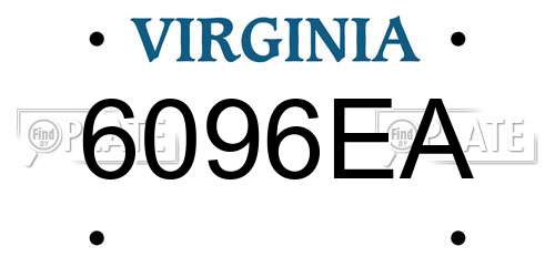 6096EA Virginia License Plate
