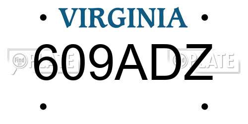 609ADZ Virginia License Plate